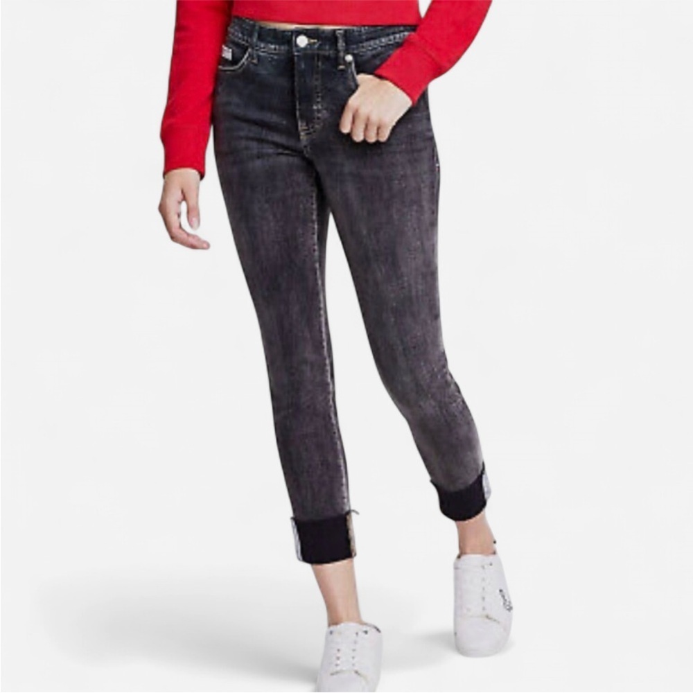 Tommy Hilfiger Black Skinny Mid Rise Ankle Jeans Size 00/W24
